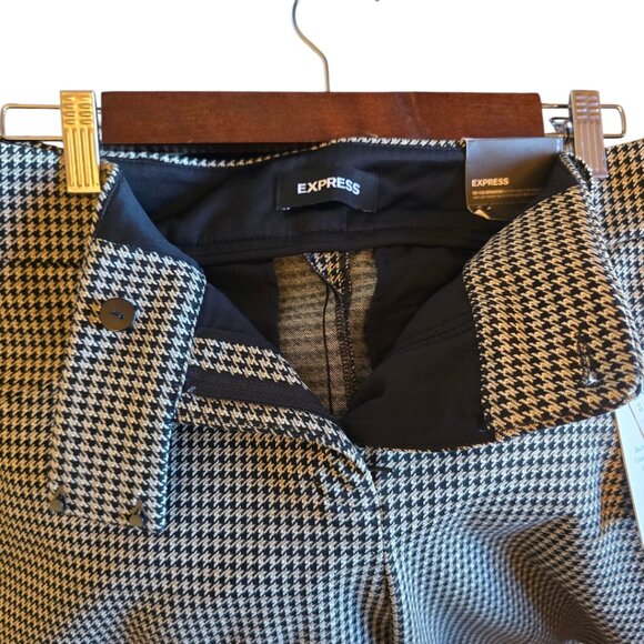 🏷️NWT - EXPRESS Ankle Midrise Houndstooth Troiuser Pant sz 8L - NWT🏷️ - Picture 4 of 7